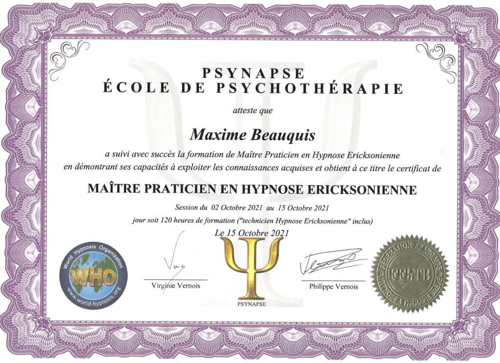 maitre praticien hypnose